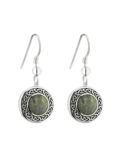 Connemara Marble Round Celtic Drop Earrings